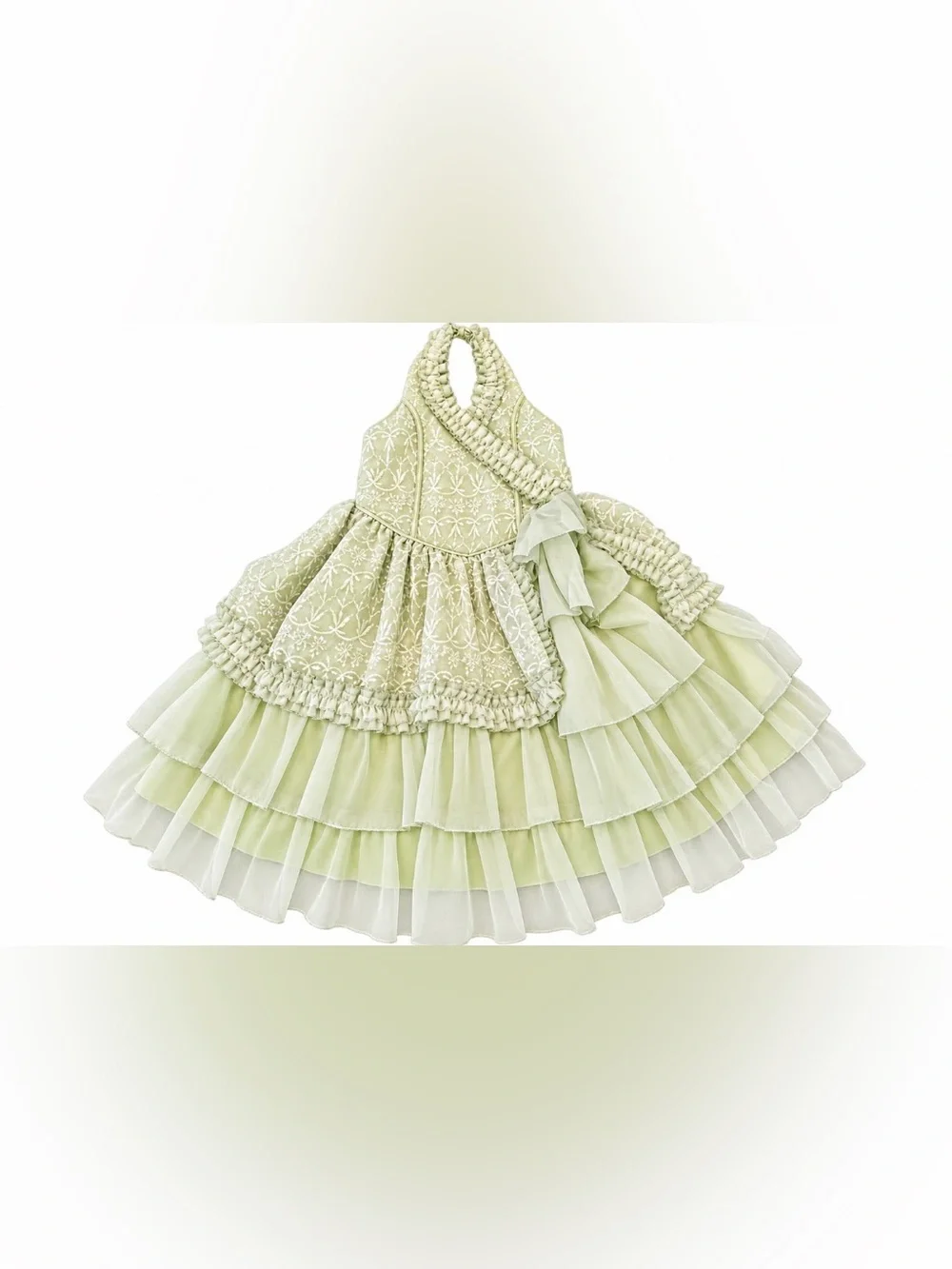 Girls Pageant Dress Size 4 Green Princess Ball Gown Flower Girl Formal Ruffle